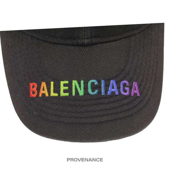 🔴 Balenciaga Embroidered Rainbow Logo Cap - Washed Black - Picture 7 of 10